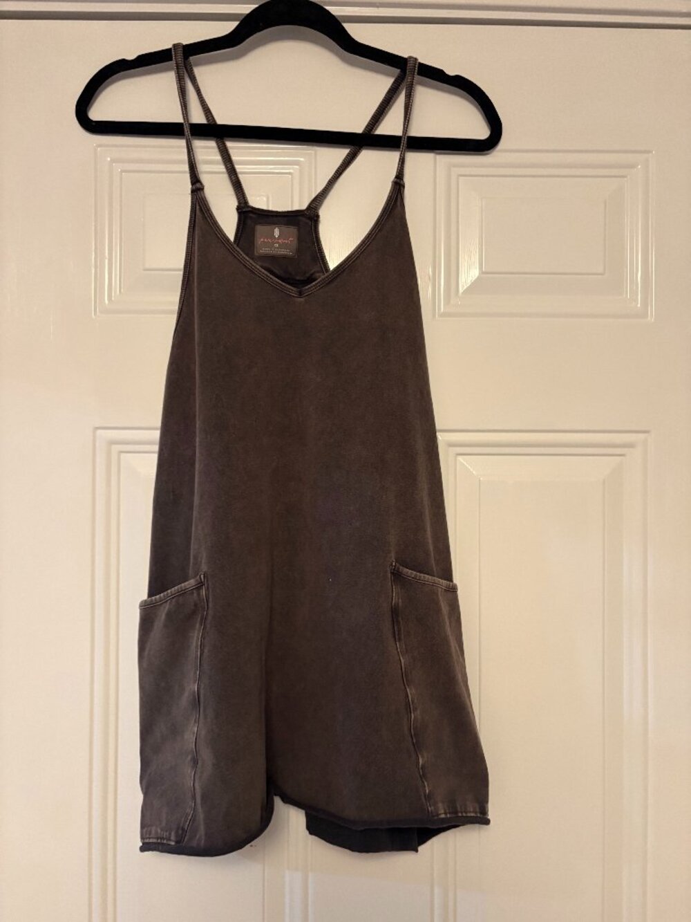 Free People FP Movement Washed Black Mineral Wash Onesie Romper XS